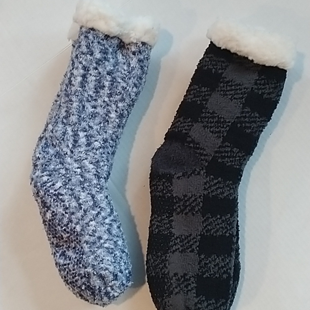 Cuddl Duds Sherpa Lined Lounge Socks 2 pairs sz 4-10